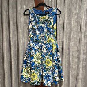 Blue Paisley Fit and Flare Dress